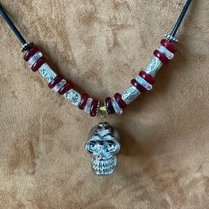 Men Woman Lamp work Skull Necklace